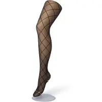Bonnie Doon Dames Ruiten Panty 30 Denier Zwart maat L/XL - Chique Panty - Ruit Dessin - Brede Boord - Comfort - Ruitjes - Diamant - Geruite Print - Rhombus Tights - Feestelijk - Black - BP201911.101