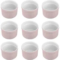 Intirilife 6-delige set soufflévormen bakvorm van porselein in lichtroze met afmetingen van 7.8 x 4.6 cm