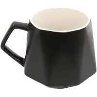 Intirilife koffiekopje met fijne afwerking in het zwart, inhoud van 350 ml - 13 x 10.5 x 9.2 cm - theekopje met handvat