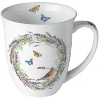 Ambiente -beker-Chaffinch-butterfly-vogel-vink-vlinder-porselein-fine bone china-vaatwasmachine bestendig-magnetron bestendig- 400 ml