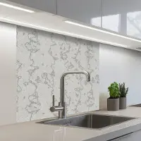 KitchenYeah Keuken achterwand 80x80 cm - Spatscherm zelfklevend Grijs - Muur - Lijnen - Muurbeschermer - Spatwand fornuis
