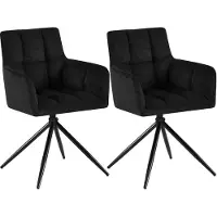 CLP Jonah Set van 2 eetkamerstoelen - met armleuning - klassiek - Draaibare - 180° automatisch terugdraaimechanisme - stof - Stof/zwart