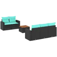 vidaXL 6-delige tuinmeubelset met kussens, zwart, polyrotan