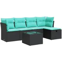 vidaXL 6-delige tuinmeubelset met kussens, zwart, polyrotan