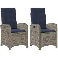 vidaXL Tuinstoelen 2 st verstelbaar met kussens poly rattan grijs