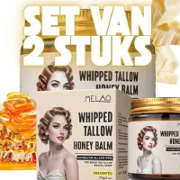 Melao Beef Tallow Crème - Honey Balm Met Manuka Honing – Set van 2 - Duopack - Ongeparfumeerde Romige Verzorgingsbalsem Voor Gezicht & Lichaam – Grasgevoerde Talg Voor Alle Huidtypes - Duopack