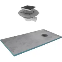 Aurlane Receveur de Douche à Carreler 90x160 cm avec Bondes à Sortie Horizontale - Grille Inox