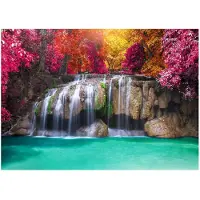 WALLARENA - Fotobehang - 350x250 cm - 3D waterval bos natuur voor slaapkamer en woonkamer