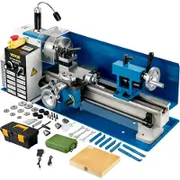 Vevor Draaimachine 550 W, Metalen Mini Draaibank 7 x 14, Metalen Bank Draaimachine max. 2500 omw/min, Metalen Mini Draaimachine, Tafeldraaimachine, Schroefdraad 12-52 TPI, Mini Draaibank Metaal, Acces