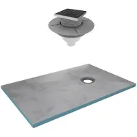 Aurlane Receveur de Douche à Carreler 140x90 cm avec Bondes à Sortie Verticale - Grille Inox