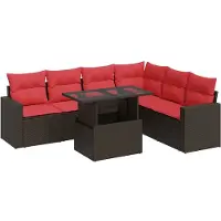 vidaXL 7-delige Loungeset met kussens poly rattan acacia grijs