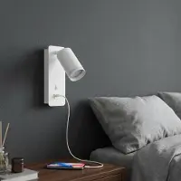 LedLoket LED wandlamp - Bedlamp met USB+C-Poort | GU10 fitting | Wit