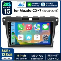 Junsun V2 Pro Autoradio Geschikt voor Mazda CX-7 2008-2015 | Octa Core Andriod 15 GPS Navi WIFI BT Drahtloses CarPlay & Android Auto & RDS DSP & FM SWC DAB+ | 6+128GB met 4G LTE
