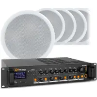 Power Dynamics Geluidsinstallatie - 100V geluidsinstallatie met 120W versterker en 8 plafondspeakers -