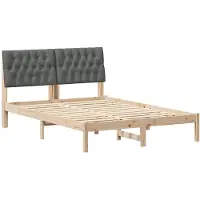 vidaXL Bedframe met Gevoerde Hoofdbord Bruin 150 x 200 cm