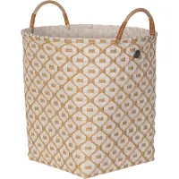 Handed By Handgevlochten duurzame opbergmand met hengsels - Opberger - Mand - Woonkamer - Kinderkamer - Badkamer - Decoratief - Ivy & Rose large - champagne met ecru patroon