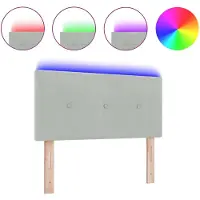 vidaXL LED Hoofdbord met LED-stripverlichting Lichtgrijs 90 cm Fluweel