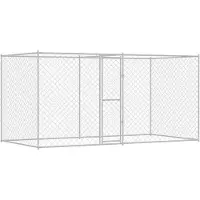 vidaXL Hondenbench Zilver 400 x 200 x 200 cm Gegevens staal