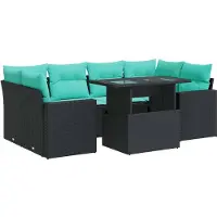 vidaXL 7-delige Loungeset met kussens poly rattan acacia zwart