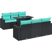 vidaXL 7-delige Loungeset met kussens poly rattan acacia zwart