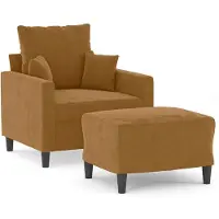 vidaXL Fauteuil met voetenbank 60 cm fluweel bruin
