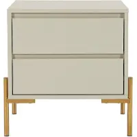 Vente-unique Nachtkastje met 2 lades - MDF en metaal - Beige en goud - KORASA
