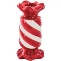 House Vitamin Candle holder- toffee candy- red/ white -7,5x7,5x13 cm