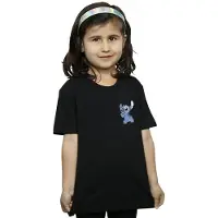 Disney Meisjes Lilo En Stitch Achterzijde Borst Print Katoenen T-Shirt (Zwart)