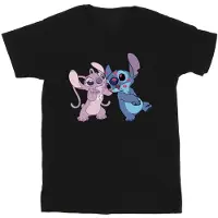 Disney Meisjes Lilo & Stitch Kusjes Katoenen T-shirt (Zwart)