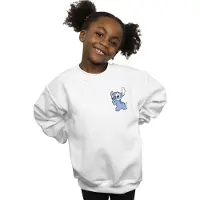 Disney Meisjes Lilo En Stitch Rugzijde Borst Print Sweatshirt (Wit)