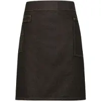 Premier Unisex Volwassenen Divisie Waxed Look Denim Waist Apron (Zwart/Tan Denim)
