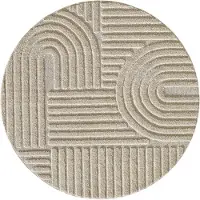 Muratap Japandi art rond vloerkleed boho scandinavisch laagpolig effen - 160 cm rond