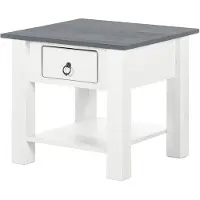 Loft 24 Ines-Salontafel - 1-lade - Wit/Grijs Grenen