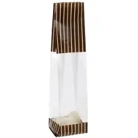Packlinq Bedrukte Zakken Bruin met Crême strepen 5,1x4,8x24,1cm met zijvouw
