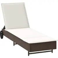 vidaXL Ligbed met wielen en kussen poly rattan bruin