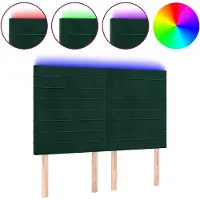 vidaXL Hoofdbord LED 144x5x118/128 cm fluweel donkergroen