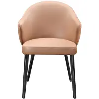 Vente-unique Stoel met armleuningen van leer en zwart metaal - Camelkleurig - MIBELLY van Maison Céphy