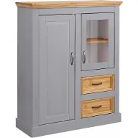 Loft 24 Selma Highboard met Glazen Deur, Houten Deur en 2 Lades - Massief Grenenhout - 100 cm