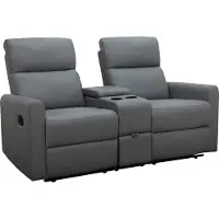 Loft 24 Dacoulas - Dubbele fauteuil in antraciet PU (102 x 167 x 95 cm)
