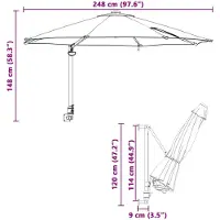 vidaXL Tuinparasol Zand 248 x 248 x 148 cm Polyester en Staal