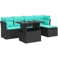 vidaXL 6-delige Loungeset met kussens poly rattan acacia zwart