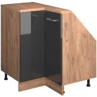 Vicco R-Line Hoekkeukenkast voor schuine wand – 75.6 cm met 1 deur Antraciet Hoogglans