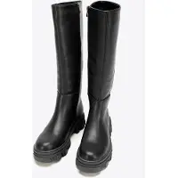 WITTCHEN Dames leren laarzen met dikke zool en rits, zwart, natuurlijk leer