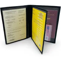 LeonDesign - Paspoort hoesje - Zwart leer - A6 formaat - Unisex design - Handgemaakt autopapieren mapje of paspoorthouder