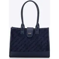 WITTCHEN Dames Klassieke Schoudertas met Stoffen Inzetstuk, Marineblauw