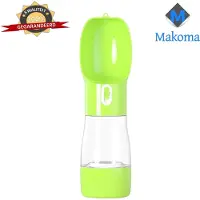 Makoma Honden Fles met aansluitbare Voerbak - Groen - 2 in 1 - Drinkfles - Water en voer fles - Dierenfles - Honden, katten en alle andere dieren vrienden