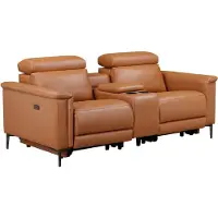 Notio Living Lund - Dubbele relaxfauteuil met elektrische functie in lederPU cognac (97 x 194 x 100 cm)