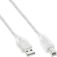 InLine USB naar USB-B kabel - USB2.0 - tot 0,5A / transparant - 7 meter