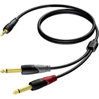 Procab CLA713 2x 6,35mm Jack - 3,5mm Jack stereo audio kabel - 1,5 meter