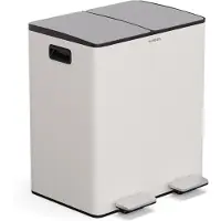 Klarstein 40 L moderne design-prullenbak met 2x20 L afvalscheiding - Vuilniszakken voor de keuken, Uitneembare 3 L composthouder, Soft-close-functie - praktische afvalorganisatie, ook voor luiers